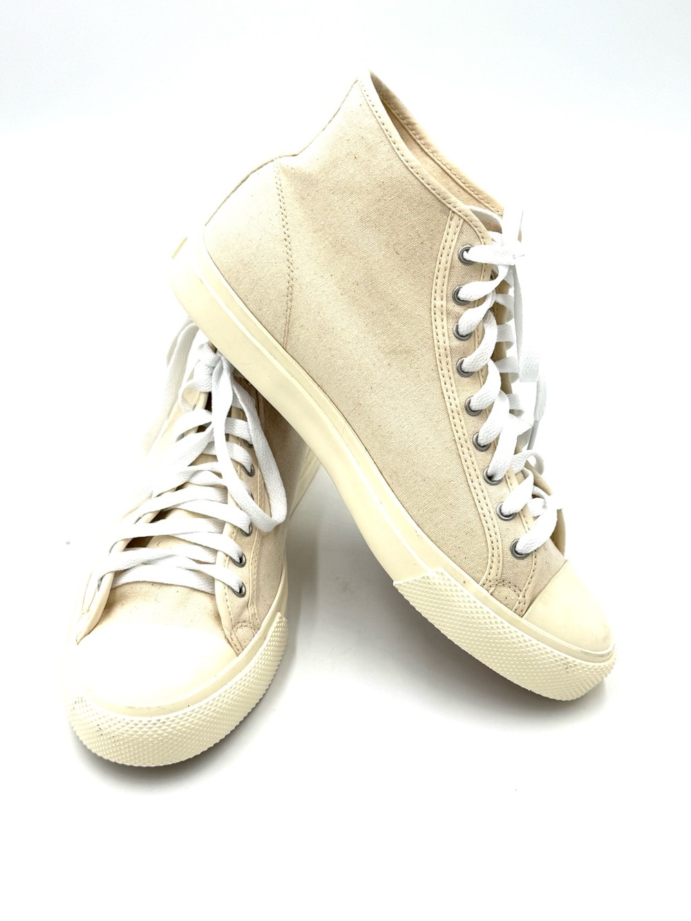 New Men’s Ralph Lauren Double RL Mayport Greige High Top Canvas Sneakers Size 9